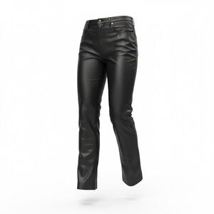 100% Genuine Leather Straight Leg Pants - Black - Size 10P